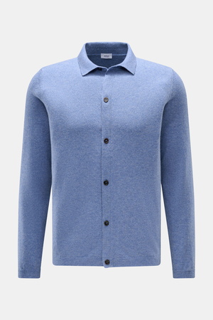 Von Braun  - Herren - Cashmere Strickhemd blau meliert