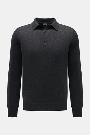 Von Braun  - Herren - Cashmere Strickpolo anthrazit meliert