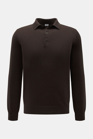 Von Braun  - Herren - Cashmere Strickpolo dunkelbraun