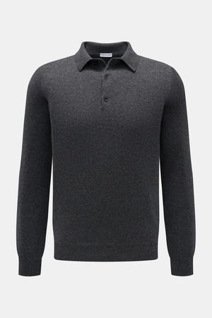 Von Braun  - Herren - Cashmere Strickpolo dunkelgrau meliert