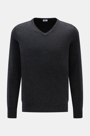 Von Braun  - Herren - Cashmere V-Neck Pullover anthrazit meliert