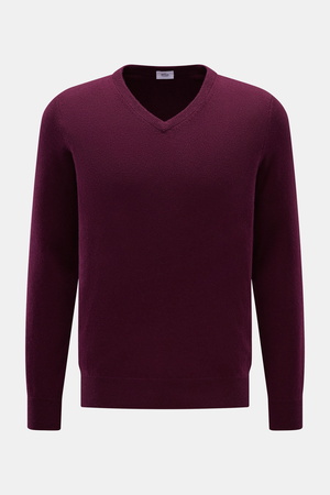 Von Braun  - Herren - Cashmere V-Neck Pullover bordeaux