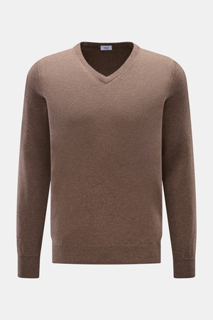 Von Braun  - Herren - Cashmere V-Neck Pullover braun meliert