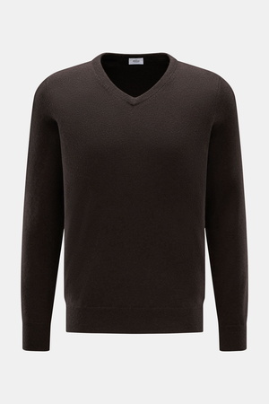 Von Braun  - Herren - Cashmere V-Neck Pullover dunkelbraun