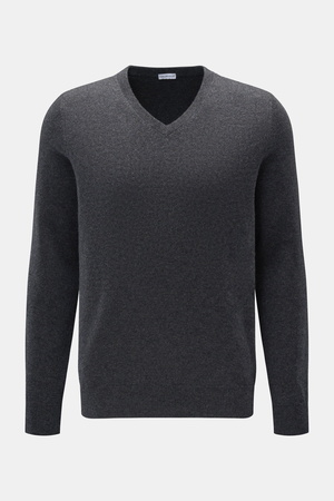 Von Braun  - Herren - Cashmere V-Neck Pullover dunkelgrau meliert