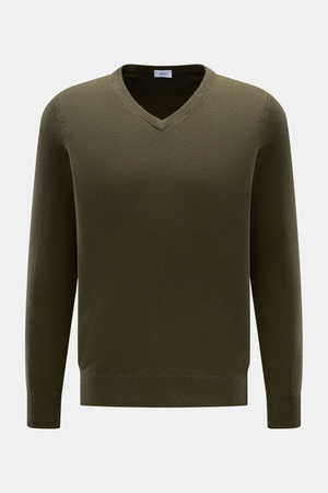 Von Braun  - Herren - Cashmere V-Neck Pullover oliv