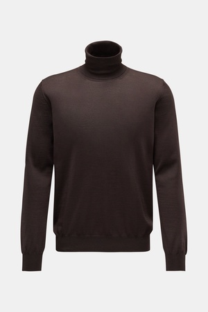 Von Braun  - Herren - Feinstrick-Rollkragenpullover dunkelbraun