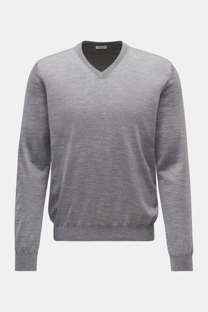 Von Braun  - Herren - Feinstrick V-Neck Pullover grau