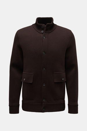 Von Braun  - Herren - Merino Cardigan dunkelbraun