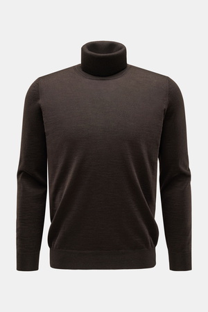 Von Braun  - Herren - Merino Feinstrick-Rollkragenpullover dunkelbraun