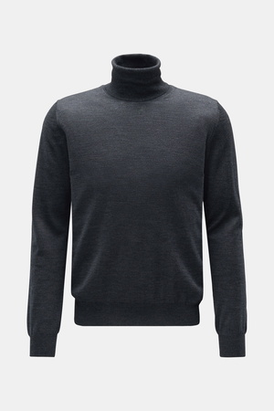 Von Braun  - Herren - Merino Feinstrick-Rollkragenpullover dunkelgrau