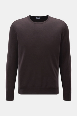 Von Braun  - Herren - Merino Feinstrick-Rundhalspullover dunkelbraun