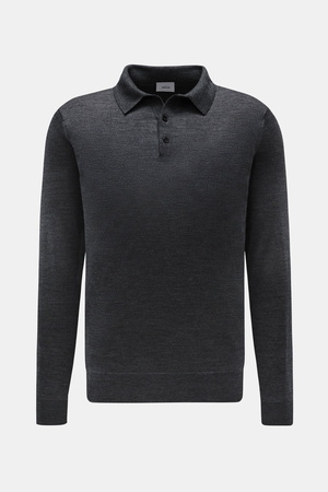 Von Braun  - Herren - Merino Feinstrickpolo anthrazit meliert