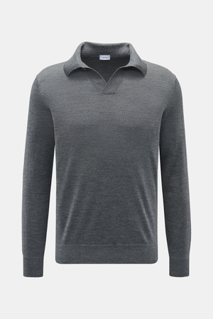 Von Braun  - Herren - Merino Strickpolo anthrazit meliert