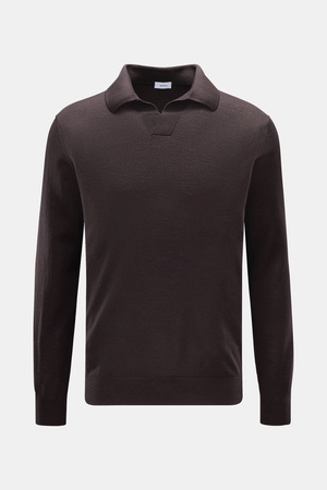 Von Braun  - Herren - Merino Strickpolo dunkelbraun