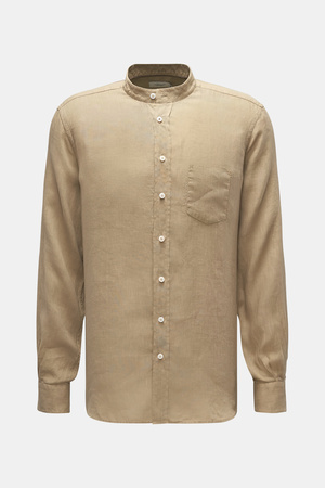 Weber + Weber  - Herren - Leinenhemd 'Linen Collar Shirt' Grandad-Kragen khaki