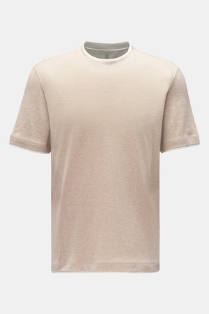 Brunello Cucinelli  - Herren - Rundhals-T-Shirt beige meliert/weiß