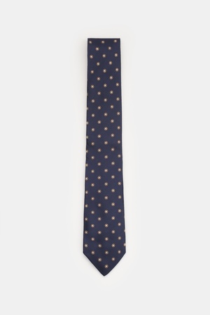 Borrelli  - Herren - Seidenkrawatte navy/beige/weiß gemustert