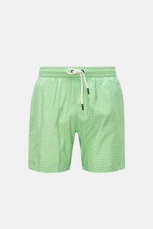 04651 / A trip in a bag - Herren - Badeshorts 'Tile Swim' grün/weiß gemustert