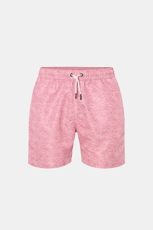 04651 / A trip in a bag - Herren - Badeshorts 'Seamap' hellrot/weiß gemustert