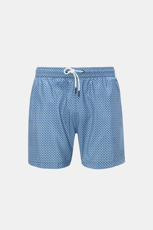 04651 / A trip in a bag - Herren - Badeshorts 'Tile Swim' blau/weiß gemustert