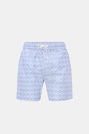 04651 / A trip in a bag - Herren - Badeshorts 'Tile Swim' rauchblau/weiß gemustert