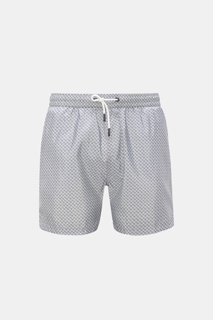 04651 / A trip in a bag - Herren - Badeshorts 'Tile Swim' grau/weiß gemustert