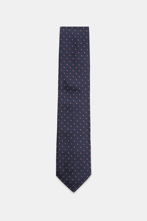 Borrelli  - Herren - Seidenkrawatte dark navy/dunkelbraun/weiß gemustert