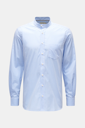 Weber + Weber Weber+Weber - Herren - Casual Hemd 'Vintage Large Stripe Collar Shirt' Grandad-Kragen hellblau/weiß gestreift