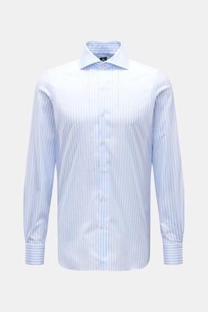 Finamore  - Herren - Business Hemd 'Napoli Eduardo' Haifisch-Kragen pastellblau/weiß gestreift
