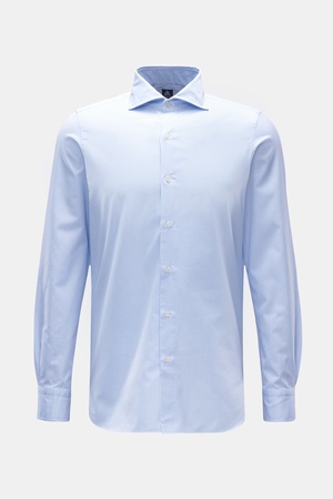 Finamore  - Herren - Chambray-Hemd 'Napoli Eduardo' Haifisch-Kragen hellblau/weiß gestreift