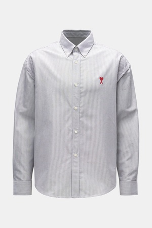 AMI  Paris - Herren - Oxford-Hemd Button-Down anthrazit/weiß gestreift