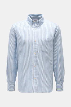 04651 / A trip in a bag - Herren - Casual Hemd Button-Down-Kragen rauchblau/weiß gestreift