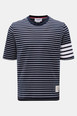 Thom Browne  - Herren - Rundhals-T-Shirt navy/weiß gestreift