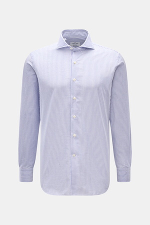 Gherardi  - Herren - Seersucker Casual-Hemd Haifisch-Kragen dunkelblau/weiß gestreift