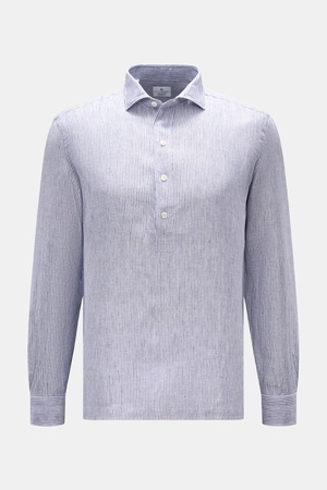 Giampaolo  - Herren - Popover-Leinenhemd Haifisch-Kragen navy/weiß gestreift