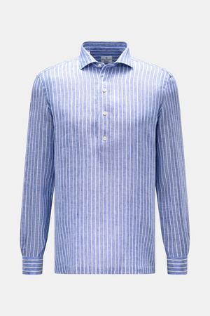 Giampaolo  - Herren - Popover-Leinenhemd Haifisch-Kragen blau/weiß gestreift
