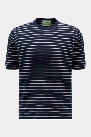 FTC  - Herren - Kurzarm-Rundhalspullover navy/weiß gestreift