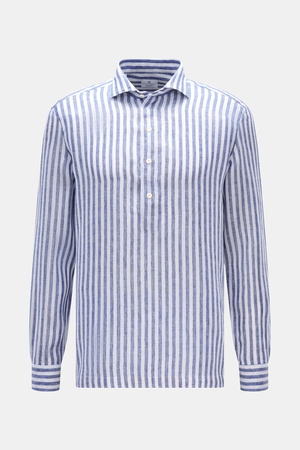 Giampaolo  - Herren - Popover-Leinenhemd Haifisch-Kragen navy/weiß gestreift