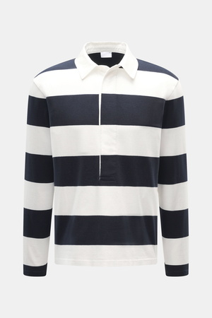 04651 / A trip in a bag - Herren - Jersey Langarm-Poloshirt dark navy/weiß gestreift