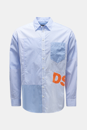 Dsquared2  - Herren - Casual Hemd 'Patchwork Drop Shirt' hellblau/weiß gestreift grau