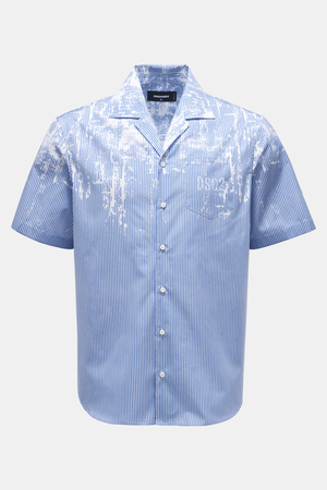 Dsquared2  - Herren - Kurzarmhemd Kubanischer Kragen hellblau/weiß gestreift grau