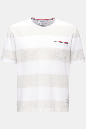 Thom Browne  - Herren - Rundhals-T-Shirt hellgrau/weiß gestreift grau