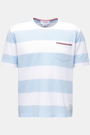 Thom Browne  - Herren - Rundhals-T-Shirt hellblau/weiß gestreift grau