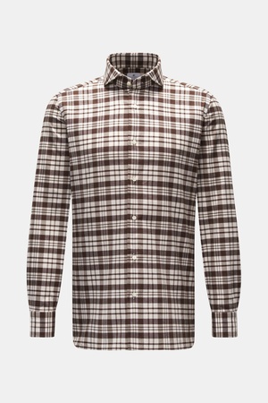 Giampaolo  - Herren - Casual Hemd Haifisch-Kragen braun/weiß kariert