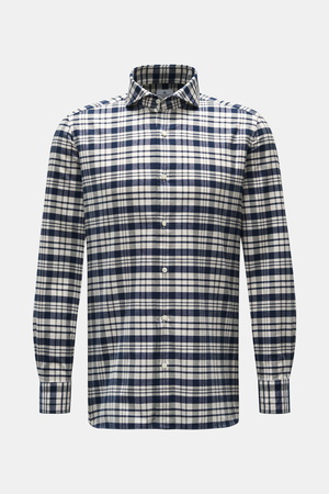 Giampaolo  - Herren - Casual Hemd Haifisch-Kragen dunkelblau/weiß kariert