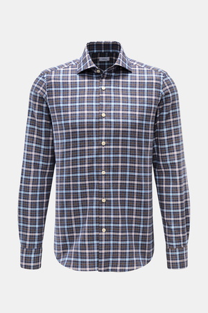 Braun Hamburg  - Herren - Casual Hemd Haifisch-Kragen braun/navy/weiß kariert