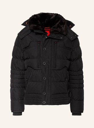 Wellensteyn  Steppjacke Starstream Mit Abnehmbarer Kapuze Und Kunstfellbesatz schwarz