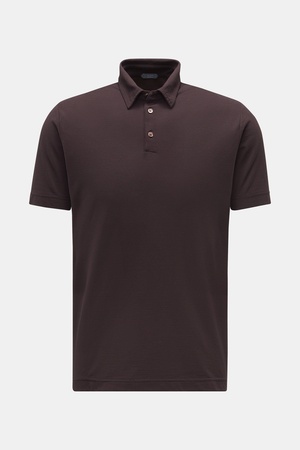Zanone  - Herren - Jersey-Poloshirt dunkelbraun grau